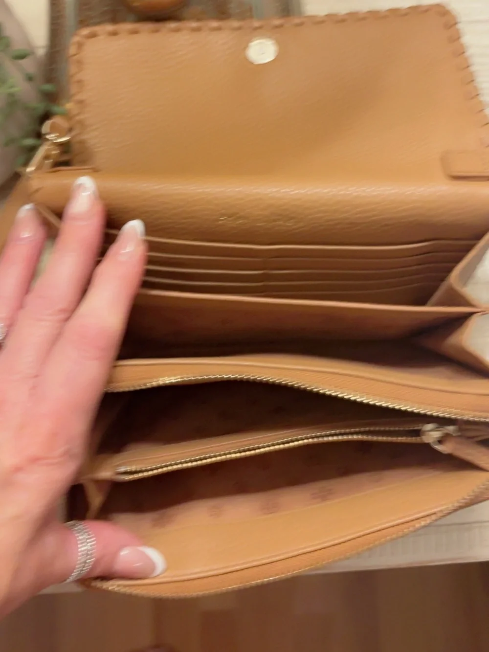 Nice Tory Burch Tan Leather Whip Stitch Fleming Crossbody with Woven Trim